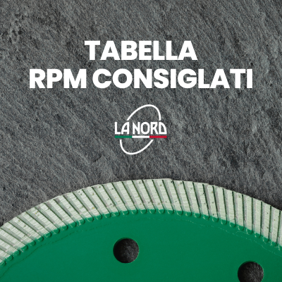 RPM consigliati dischi diamantati